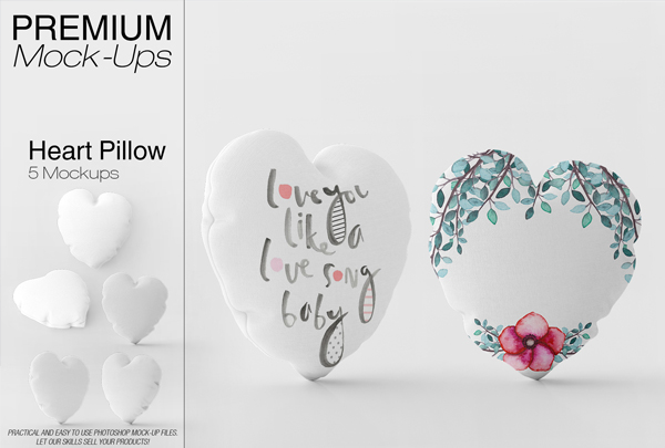 Heart Pillow Mockup Pack