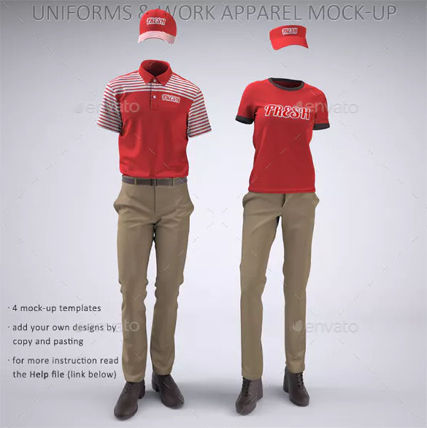 Food Service Uniforms and Retail Uniforms Mock-Up