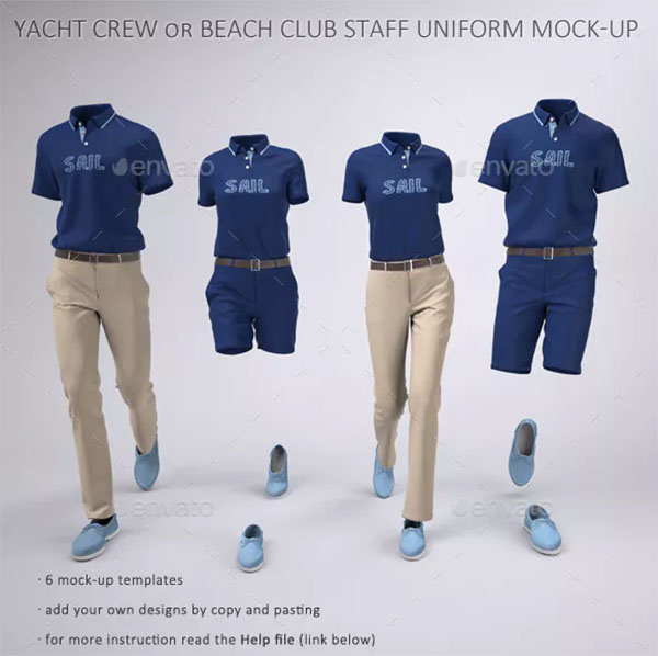 Yacht Crew Uniforms Pool Staff Uniform Mock-Up
