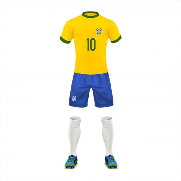 Free PSD Soccer Uniform Brazil Team