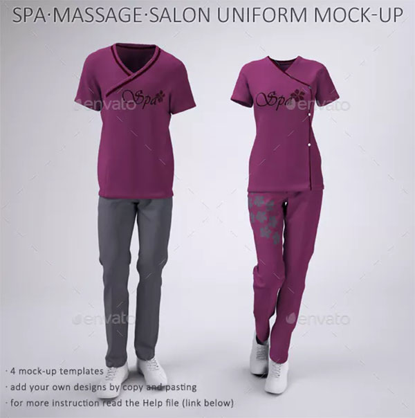 Spa, Salon Staff Uniforms Mock-Up