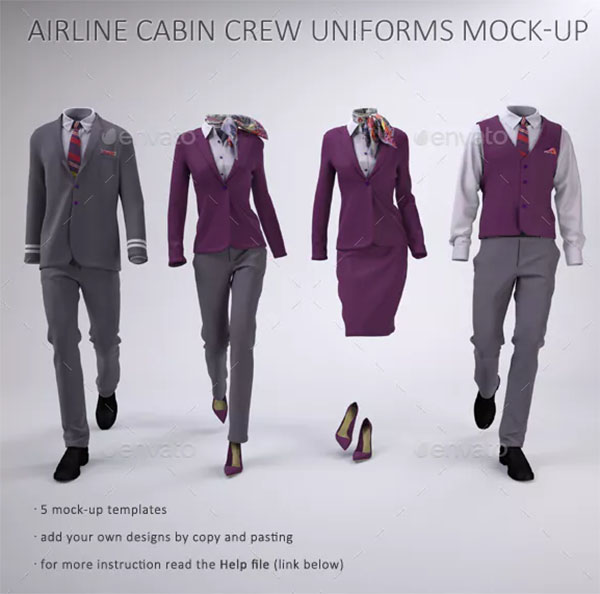 Airline and Hotel Staff Uniforms Mock-Up