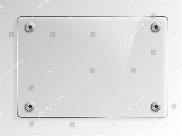 Glass Banner With Mounts Vector Mockup