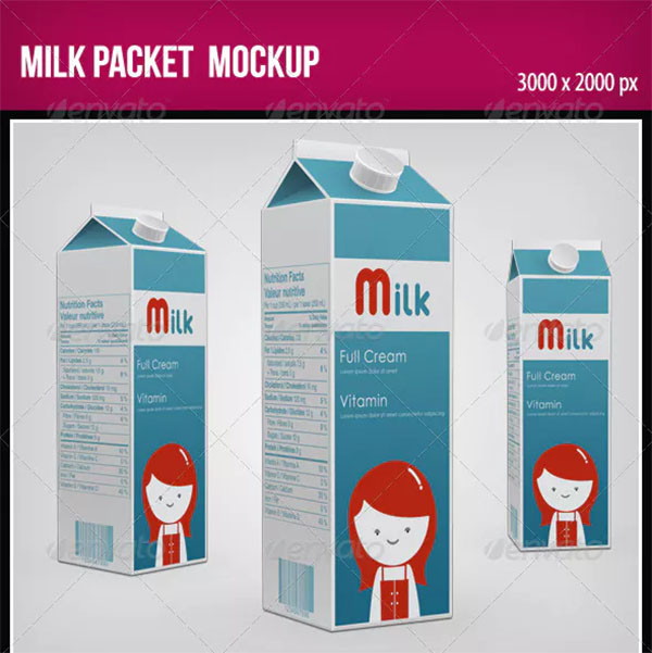 Milk Packet Mockup Design