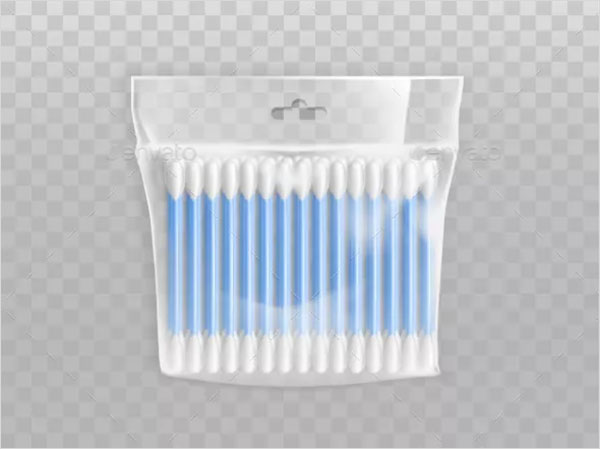 Plastic Packet with Cotton Buds Realistic Vector