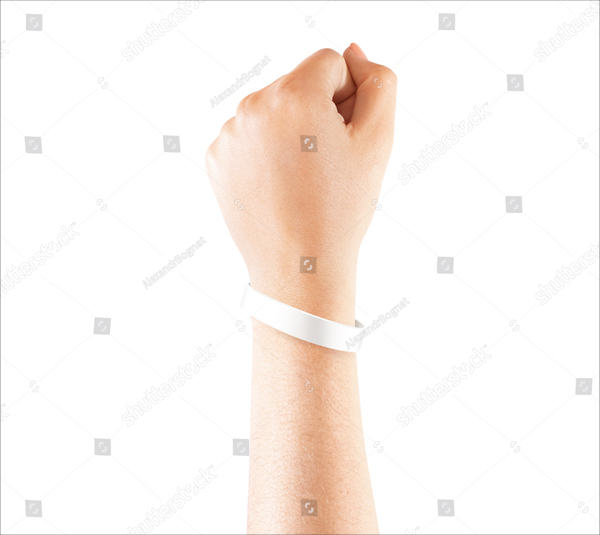 Blank White Rubber Bracelet Mockup on Hand