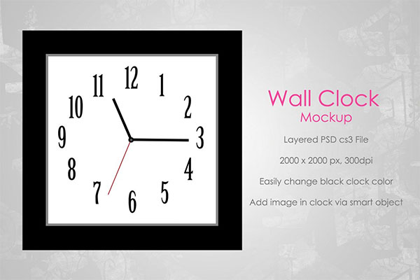 Square Wall Clock Mockup