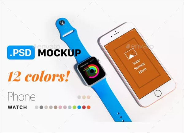 Phone & Watch PSD Mockup