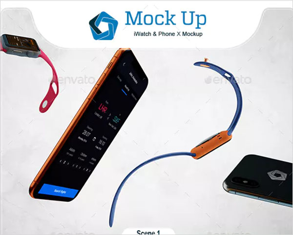 iWatch & Phone X Mockup