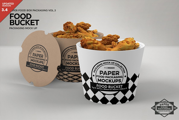 Paper Food Bucket Packaging Mockup