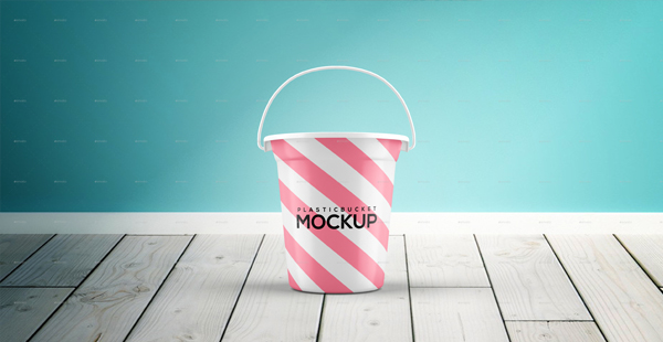 Realistic Plastic Bucket Mockup