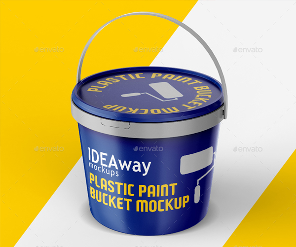 Editable Plastic Paint Bucket Mockup