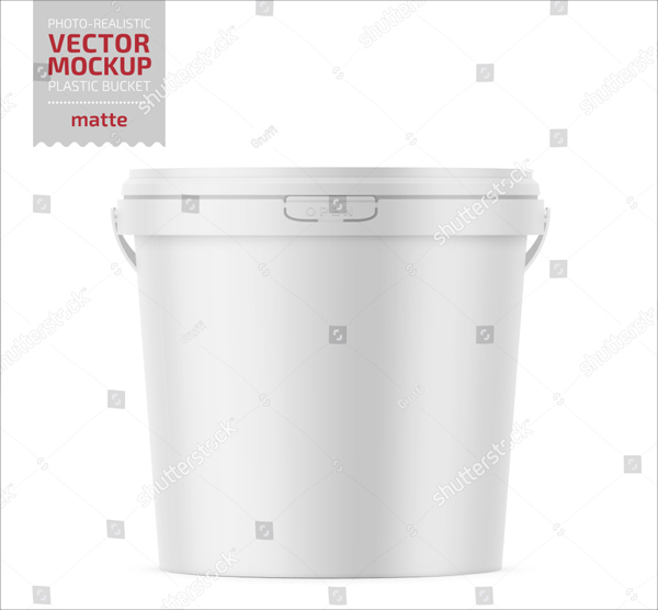 White Matte Plastic Bucket Mockup for Food Products