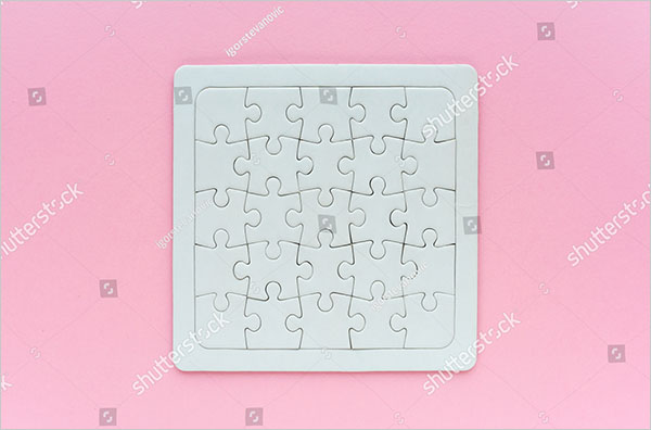 Complete Blank Jigsaw Puzzle Mockup