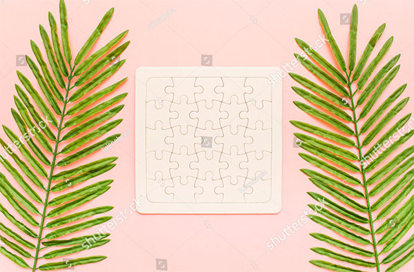 Palm Leaves Summer Puzzle Mockup