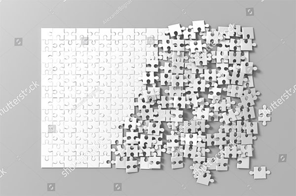 Blank White Unfinished Puzzles Game Mockup