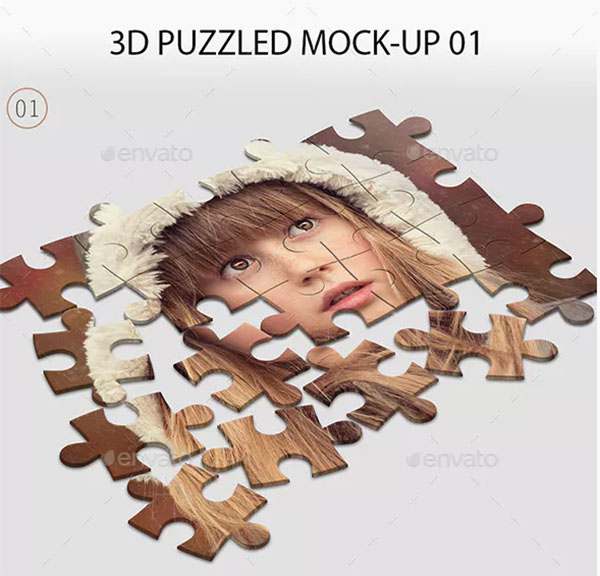 3D PSD Puzzled Mock-Up