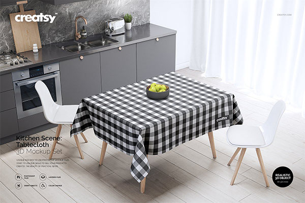 Kitchen Scene PVC Tablecloth Mockup