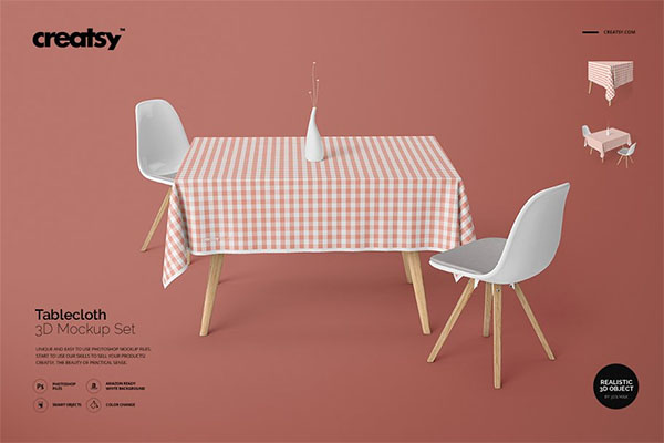 Tablecloth Mockup PSD Set Design