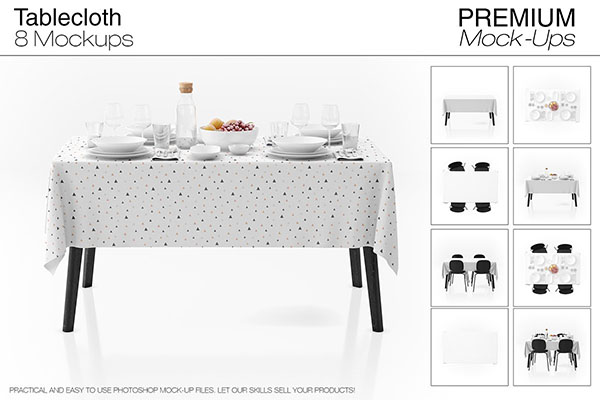 Tablecloth PSD Mockup Set Design