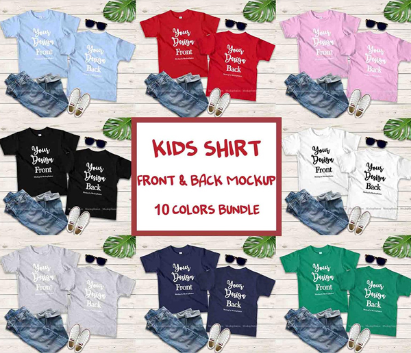 Kids Front & Back Tshirt Mockup Bundle