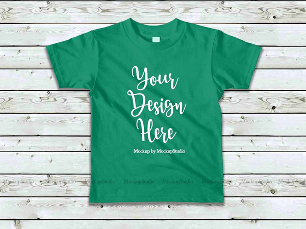 Kids Kelly Green Tshirt Mockup