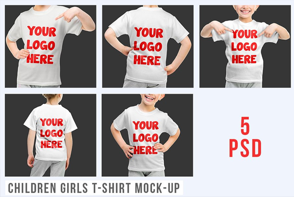 Children Girls T-shirt Mock-Up
