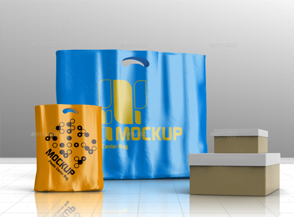 Plastic Carrier Shopping Bag Mockups