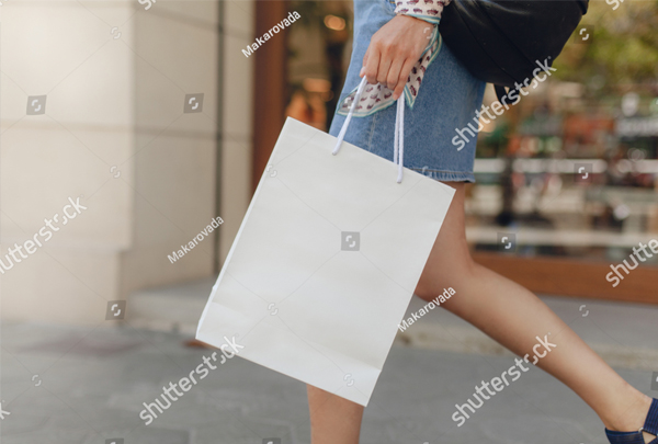 Mockup of white Paper Shopping Bag