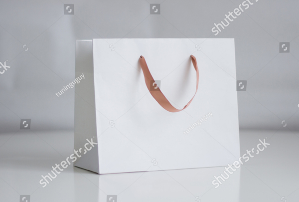 Mock-up of White Shopping Bag