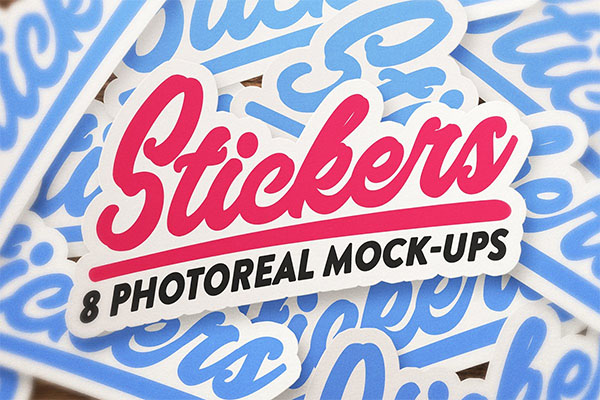 8 Sticker & Logo Mock Bundle