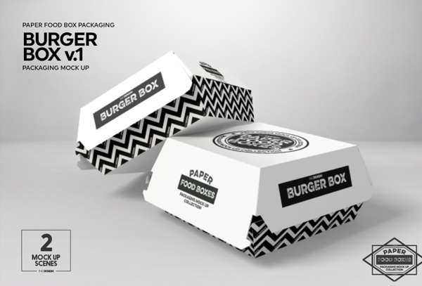 Burger Box Packaging Mockup