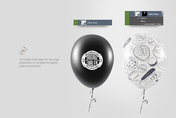 Simple Smart Object Balloon Mockup