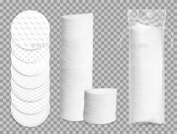 Realistic Cotton Pads Vector Isolated Mockup