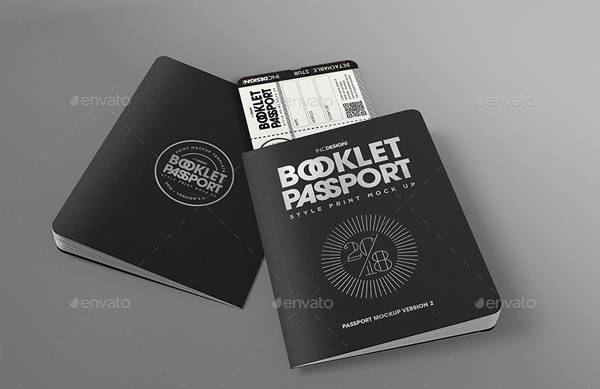 Passport Booklet Boarding Pass MockUp