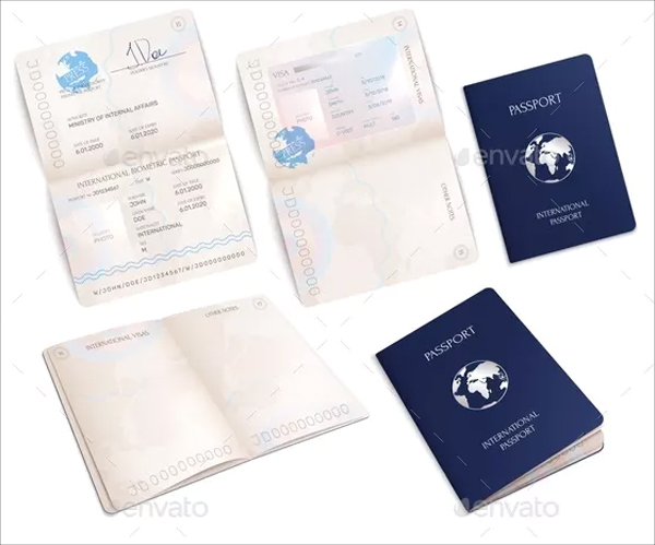 Biometric Passport Mockups Realistic Set