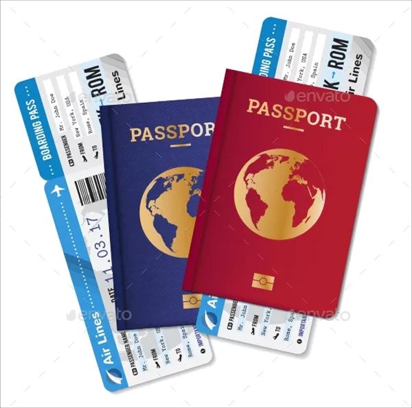 Passports and Tickets Realistic Mockup