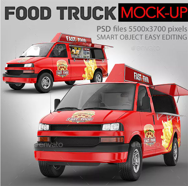 Food Truck Minibus Eatery Mockup