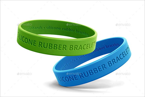 Rubber Bracelets and Wristbands Packaging MockUp