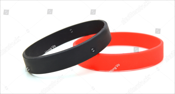 Black and Red Rubber Wristband Mockup