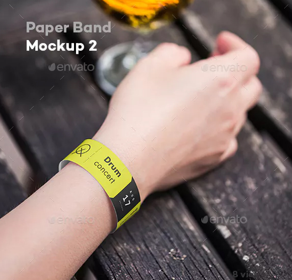 Photorealistic Paper Wristband Band Mock-up
