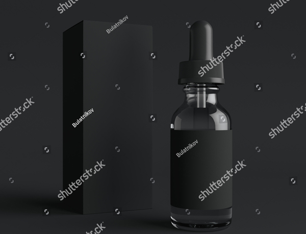 Vape Liquid Bottle with Label and Box Mockup