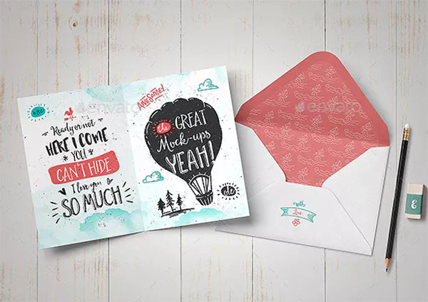 Print ready Invitation & Greeting Card Mock-Up