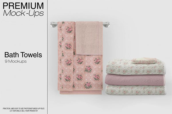Bath Towels Mockup Set Designs