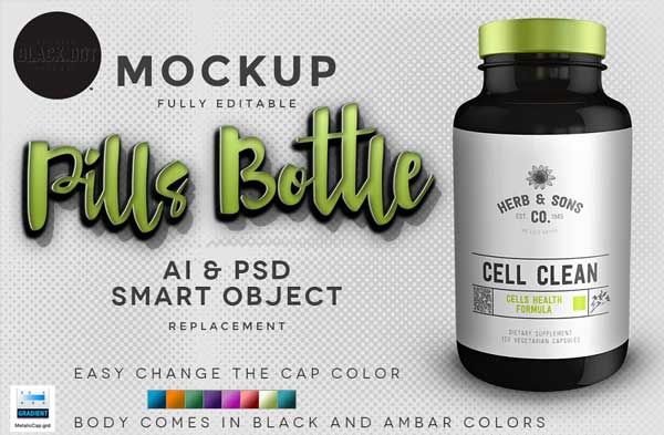 Realistic Pills Bottle Mockup Template
