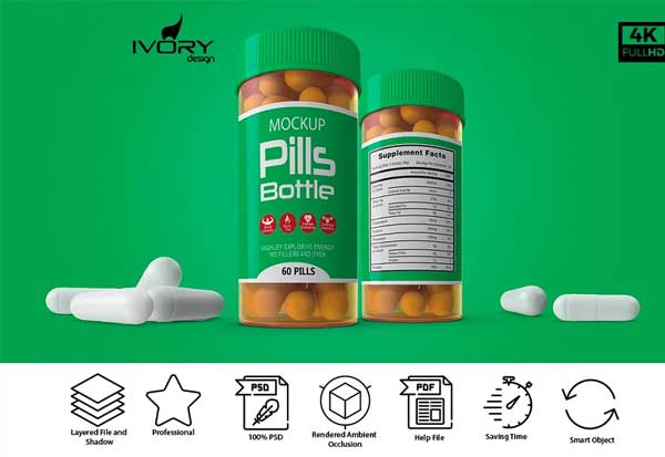 Fully Editable Pills Bottle MockUp