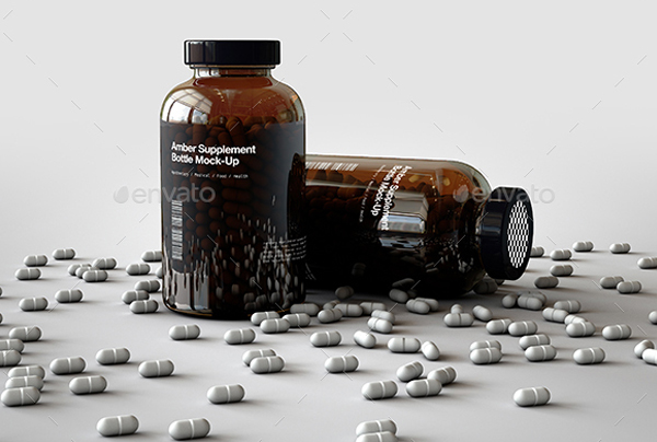 Amber Pill Bottle Mockup Template