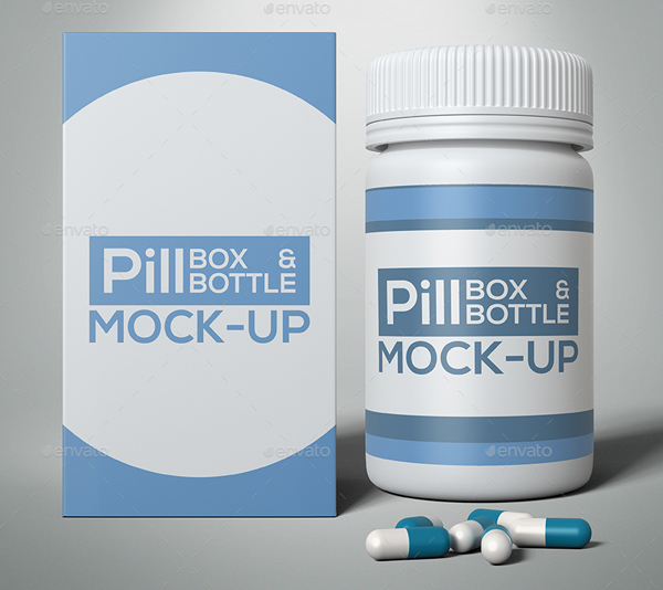 Pill Box and Bottle Mock-Up Template