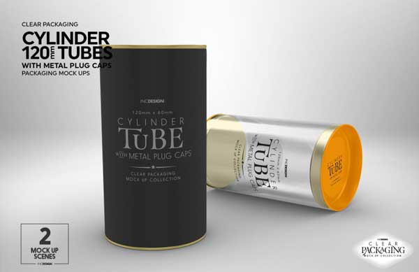 Cylinder Tube Packaging Mockup Template