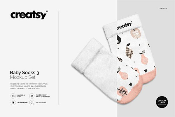 Baby Socks 3 Mockup Set